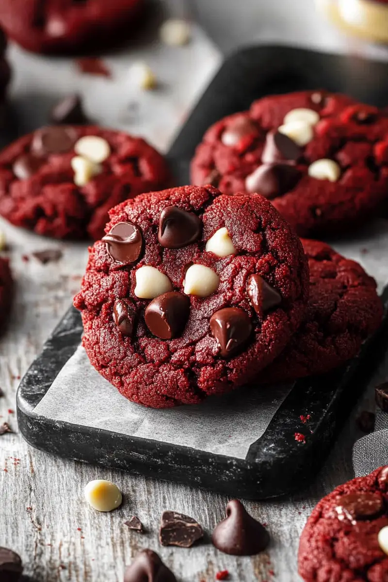 Red Velvet Chocolate Chip Cookies